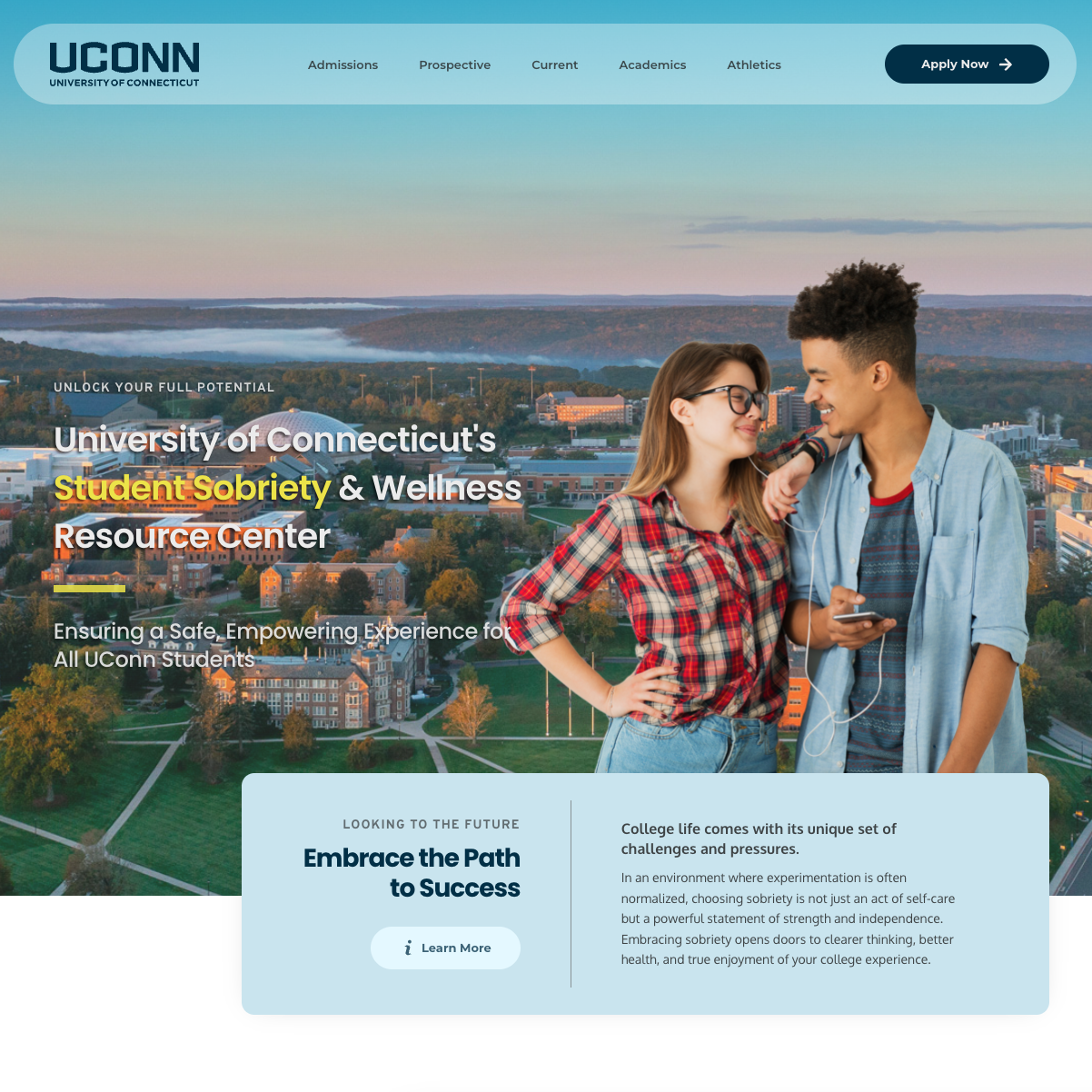 University of Connecticut Student Wellness Resources Page designed by Dane O'Leary
